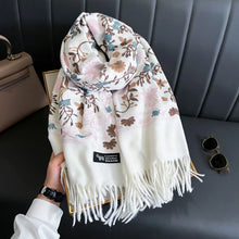 Load image into Gallery viewer, Women Winter Cashmere Scarf Embroidered Thick Shawl Wrap