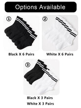 Load image into Gallery viewer, 6 Pairs Men&#39;s High Tube Mid-Length Socks Set Solid Black White Athletic Sweat Absorb