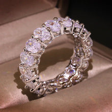 Load image into Gallery viewer, New Luxury Female White Crystal Stone Ring Rose Gold Silver Wedding 925 Silver Ring Female Cute Oval Zircon Engagement Jewelry