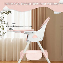 Load image into Gallery viewer, Baby High Chair 3 in 1, Foldable and Adjustable High Chair Babies with Removable Tray, Safety Belt, Footrest and Wheels