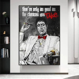 Scarface Tony Montana Motivational Money Quote Canvas Wall Art – Home & Office Décor