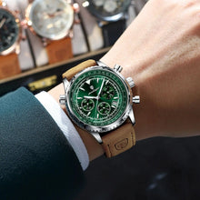 Load image into Gallery viewer, POEDAGAR Luxury Business Men's Watch Waterproof Luminous Date Chronograph Leather Man Clock Fashion Quartz Watches For Men Reloj