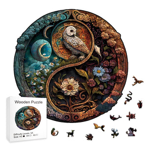 Owl Under Moon Wooden Puzzle: Holiday Gift for Adults & Kids, Challenging Shape