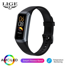 Load image into Gallery viewer, LIGE Amoled Smart Watch Men 2023 Smart Band Women Heart Rate Blood Smartwartch Waterproof Smart Bracelet Sport Fitness Tracker