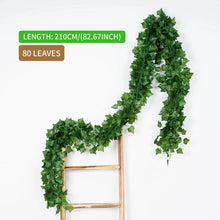 Load image into Gallery viewer, 2.1M Green Ivy Leaf Hanging Vine Artificial Garland – Silk Wall Plant Home Garden Decoration Wedding Party DIY Fake Wreath Leaves