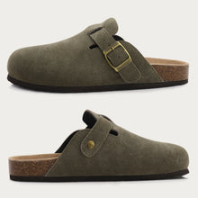 Load image into Gallery viewer, Comwarm Fashion Women's Suede Mules Slippers Men Clogs Cork Insole Sandals With Arch Support Outdoor Beach Slides Home Shoes