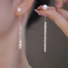 Load image into Gallery viewer, 2 Women's Silver Needle Bow Studded With Diamond Pearl Earrings, Fashionable And Niche Design, High-end And Refreshing Earrings