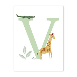 Customized Baby Name Poster Jungle Animals Lion Zebra Elephant Canvas Painting Kis Bedroom Wall Art Print Pictures Nursery Decor