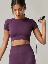 Load image into Gallery viewer, Women Yoga Top Seamless Sport T Shirts Fitness Clothes Short Sleeve Yoga Shirt Gym Top Running Active Wear Sport Top