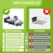 Load image into Gallery viewer, Dish Drainer Rack - Extendable Dish Drainer, Multifunctional Anti-Rust Dish Rack for Kitchen Counter, with Cutlery &amp; Cup Holders