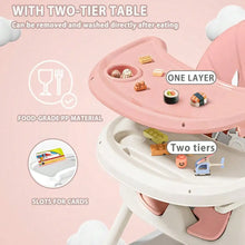 Load image into Gallery viewer, Baby High Chair 3 in 1, Foldable and Adjustable High Chair Babies with Removable Tray, Safety Belt, Footrest and Wheels