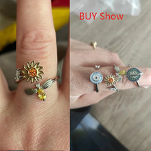 Load image into Gallery viewer, Anti Stress Anxiety Fidget Rings for Women Satinless Steel Spinner Sunflower Sun Star Ring Trendy Jewelry Gift Dropshipping