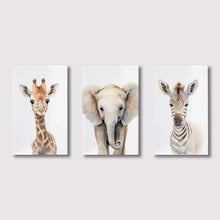 Load image into Gallery viewer, Safari Nursery Decor Set of 3 Poster Jungle Animal Nursery Wall Art Prints Baby Animal Prints Children&#39;s Room Bedroom Decoration
