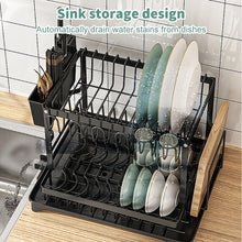 Load image into Gallery viewer, Drainer rack kitchen sink Kitchen Adjustable Plates Organizer Dish Bowl Drainer Storage Rack Cutlery Storage Holder