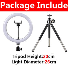 Load image into Gallery viewer, 10 inch LED Selfie Ring Light Dimmable Photography Fill Lamp with Mini tripod for Mobile Phone Live Video Photo Studio Ringlight