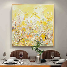 Load image into Gallery viewer, Scandinavian Yellow Floral Wall Art - Textured Landscape Oil Painting Poster