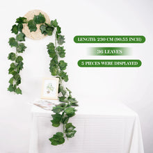 Load image into Gallery viewer, 2.1M Green Ivy Leaf Hanging Vine Artificial Garland – Silk Wall Plant Home Garden Decoration Wedding Party DIY Fake Wreath Leaves