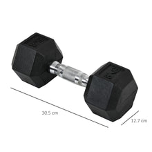 Load image into Gallery viewer, HOMCOM Rubber Dumbbell Sports Hex Weights Sets Home Gym Fitness Hexagonal Dumbbells Kit Weight Lifting Exercise (2 x 8kg)