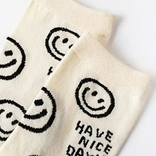 Load image into Gallery viewer, Happy Face Crew Socks - Cartoon Cat Mid Tube Women&#39;s Stockings