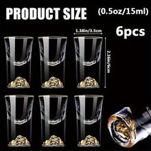 Load image into Gallery viewer, 6Pcs 0.5Oz/15ml Premium Shot Glass Cups With Gold Leaf Detailing - Elegant Liquor Glasses Set, Perfect For Cocktails
