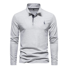 Load image into Gallery viewer, AIOPESON 2023 New Men's Deer Embroidery Polo Shirts Solid Color Long Sleeve Social Business Male