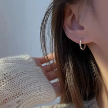 Load image into Gallery viewer, 925 Sterling Silver Round Stud Earrings for Women Simple Inlaid Design Hoops Earrings Wedding Party Jewelry Accessories Gifts