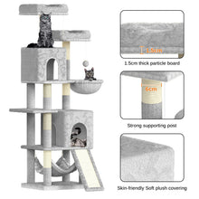Load image into Gallery viewer, 158cm Multi-Level Cat Tree with Scratching Board &amp; Post - Stable Cat Tower with Perch, Large Pet Playhouse