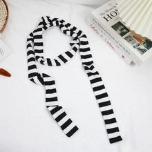 Load image into Gallery viewer, Women Harajuku Cotton Scarves Y2k Black Grey Stripe Long Scarves 180cm Thin Long Decorative Neckerchief Fashion Streetwear
