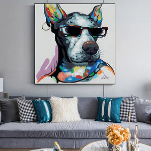 Scandinavian Bulldog Smoking Graffiti HD Canvas Poster, Home Decor