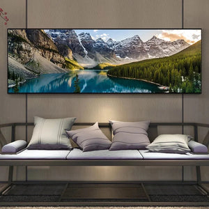 Gorgeous Landscape Canvas Print Painting Lake Forest Mountain Scenery Wall Art Poster For Living Room Bedroom Decoration Picture