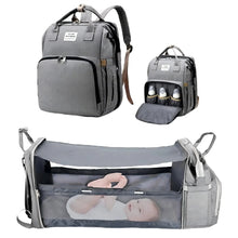 Load image into Gallery viewer, 3 In 1 Diaper Bag Backpack Foldable Baby Bed Waterproof Travel Bag with USB Charge Diaper Bag Backpack with Changing Bed 3 types