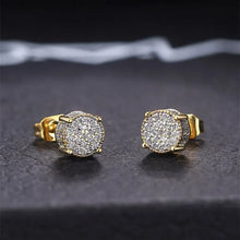 Load image into Gallery viewer, Fashion Gold Round Stud Earrings - Shiny Rhinestone Jewelry