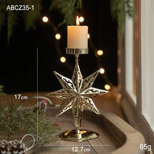Load image into Gallery viewer, Christmas Golden Wrought Iron Candlestick Star Elk Christmas Tree Candle Holder Merry Christmas New Year Table Decoration