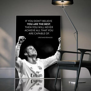 CR7 Cristiano Ronaldo Canvas Art – Portugal Football Star Motivational Quote Decor