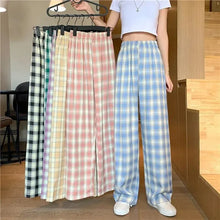 Load image into Gallery viewer, Women&#39;s Velvet Plaid High Waist Casual Pants Hong Kong Style Loose Long Trousers