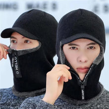 Load image into Gallery viewer, New Men Winter Warm Wool Hat Outdoor Ear Protection Hats Warm Thick Bicycle Knitted Capd Scarf Windproof Visors Cap
