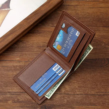 Load image into Gallery viewer, Men's leather short wallet thin wallet foldable minimalist soft leather wallet