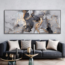 Load image into Gallery viewer, Large Abstract Black Gold Canvas Painting Marble Texture Wall Art Modern Decor