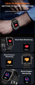 Outdoor Military Smartwatch – Bluetooth Calling, 1.73” LED Display, Sports & Fitness Watch