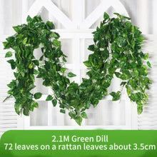 Load image into Gallery viewer, 2.1M Green Ivy Leaf Hanging Vine Artificial Garland – Silk Wall Plant Home Garden Decoration Wedding Party DIY Fake Wreath Leaves