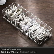 Load image into Gallery viewer, The transparent plastic Data Cable Storage Box household cable MobilePhone Charger Charging Cable Finishing Box Divided Grid Box