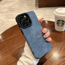 Load image into Gallery viewer, Fashion Matte Leather Silicone Case For iPhone 14 Plus 12 13 Mini 11 16 15 Pro Max 17 ProMax Lens Protection Shockproof Cover