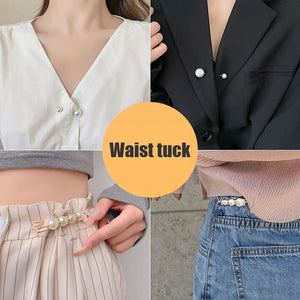 4PCS Waist Adjustment Buckle Pearl Brooch Fashion Uniform Clothing Decor Accessory