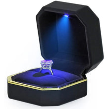 Load image into Gallery viewer, 1 Pcs LED Jewelry Ring Box Luxury Velvet Rubber Necklace Pendant Gifts Display With Light For Proposal Engagement Wedding Case