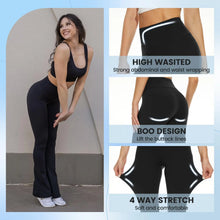 Load image into Gallery viewer, Women's Cross Waist Activewear Flare Leggings High Waisted V Cross Bootcut Flare Pants Tummy Control Yoga Activewear Trousers