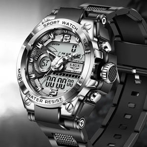 LIGE Men Military Watch: Digital, Waterproof, LED Quartz, Sport Wristwatch