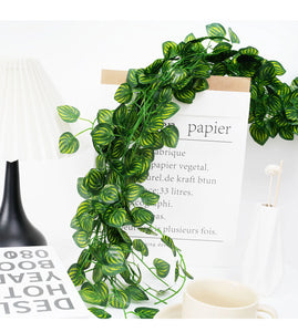 2.1M Green Ivy Leaf Hanging Vine Artificial Garland – Silk Wall Plant Home Garden Decoration Wedding Party DIY Fake Wreath Leaves