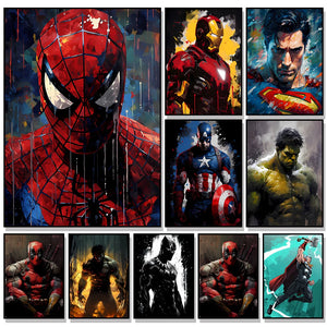 Marvel Movie Canvas Art Poster – Superhero Wall Decor (Spider-Man, Iron Man)