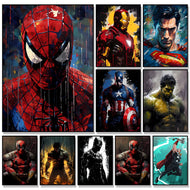 Marvel Movie Canvas Art Poster – Superhero Wall Decor (Spider-Man, Iron Man)