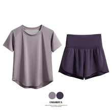 Load image into Gallery viewer, DRUR 2pcs Yoga Set Women Summer Sports Suit 2 Piece Sportswear Outfits Female Short Sleeve Fitness Tops Running Shorts Sets New